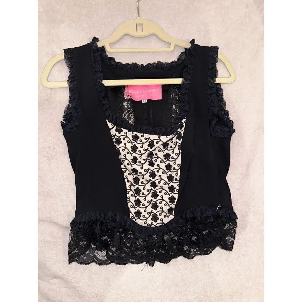 ROUGE Á LEVRES black and white blouse size 42 women’s